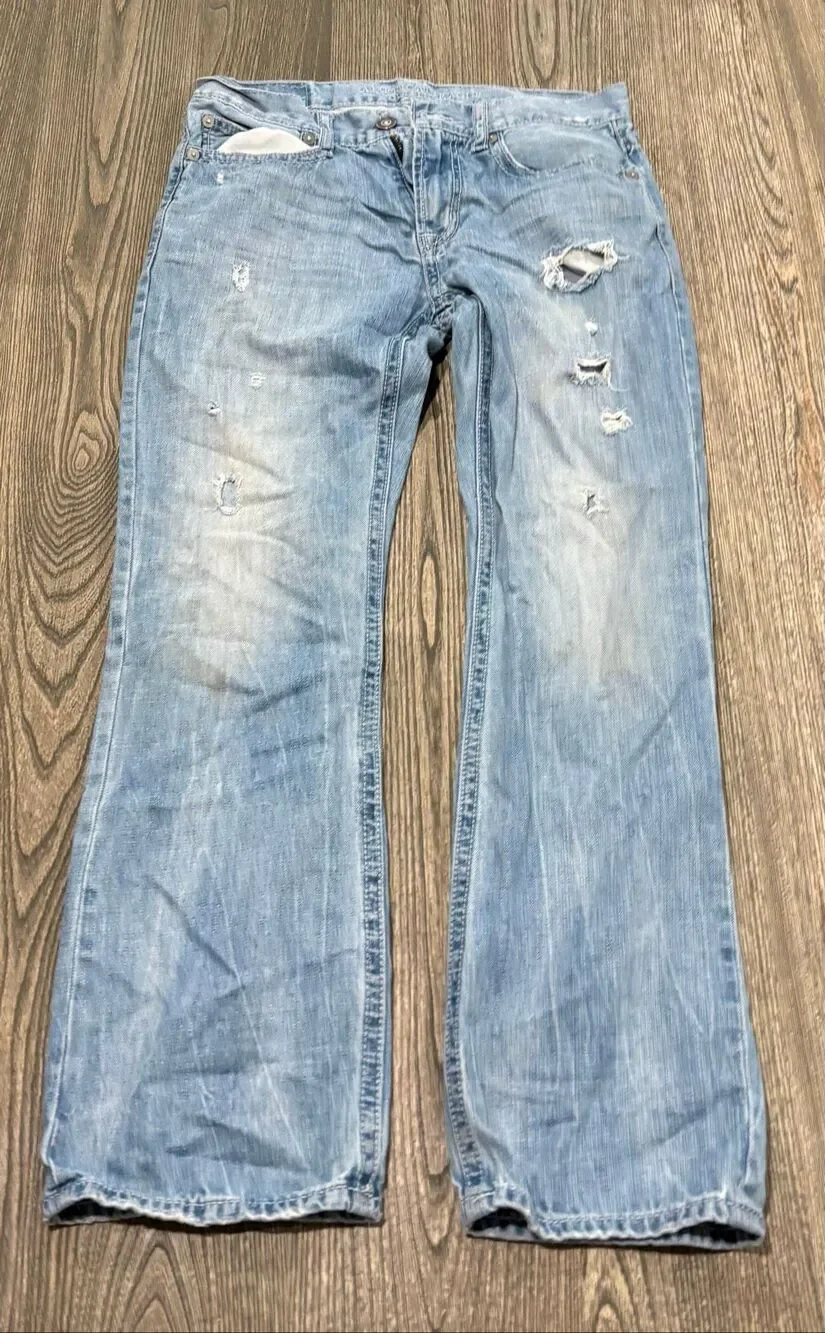 American Eagle Outfitters Mens Distressed Original Bootcut Jeans Blue Size 31/32